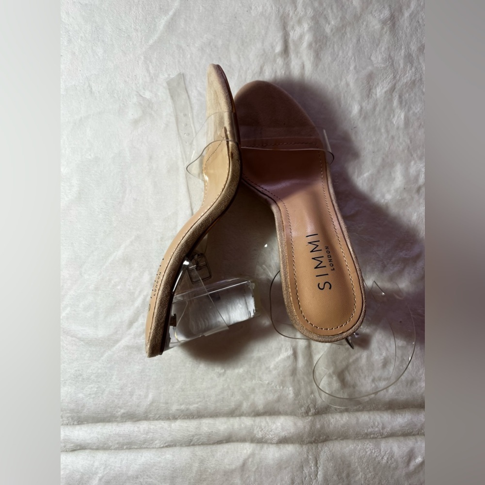 simmi London heels clear heel  snake Vera! Size 5 color nude suede clear - Picture 8 of 14